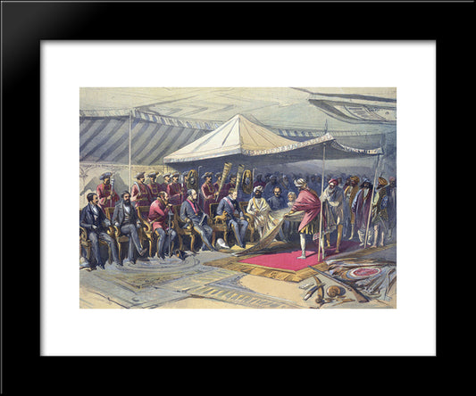 Return Visit Of The Viceroy To The Maharaja Of Cashmere 20x24 Black Modern Wood Framed Art Print Poster by Simpson, William
