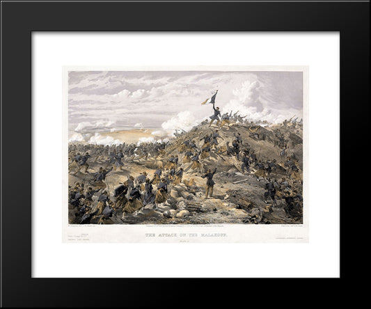 The Attack On The Malakoff 20x24 Black Modern Wood Framed Art Print Poster by Simpson, William