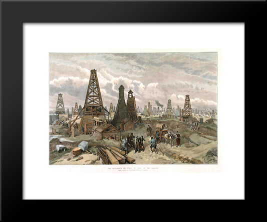 The Petroleum Oil Wells At Baku, On The Caspian 20x24 Black Modern Wood Framed Art Print Poster by Simpson, William