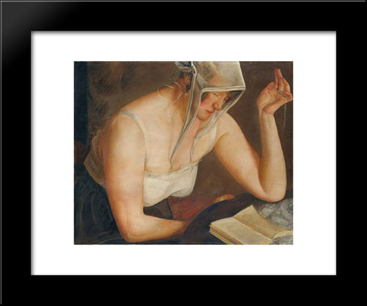 Woman Reading 20x24 Black Modern Wood Framed Art Print Poster by Grigoriev, Boris