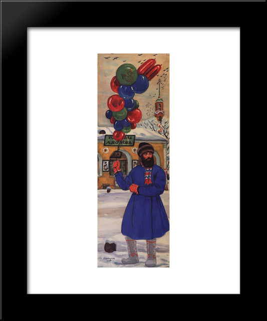 A Balloon Seller 20x24 Black Modern Wood Framed Art Print Poster by Kustodiev, Boris