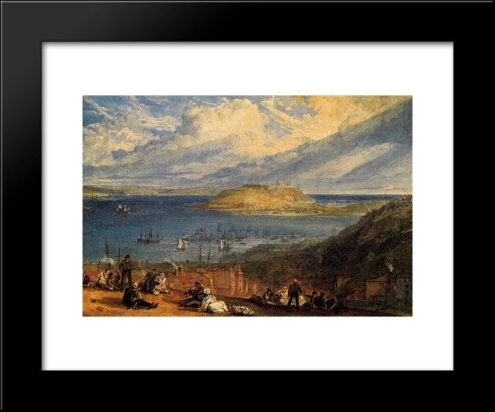 Falmouth Harbour, Cornwall 20x24 Black Modern Wood Framed Art Print Poster by Turner, William