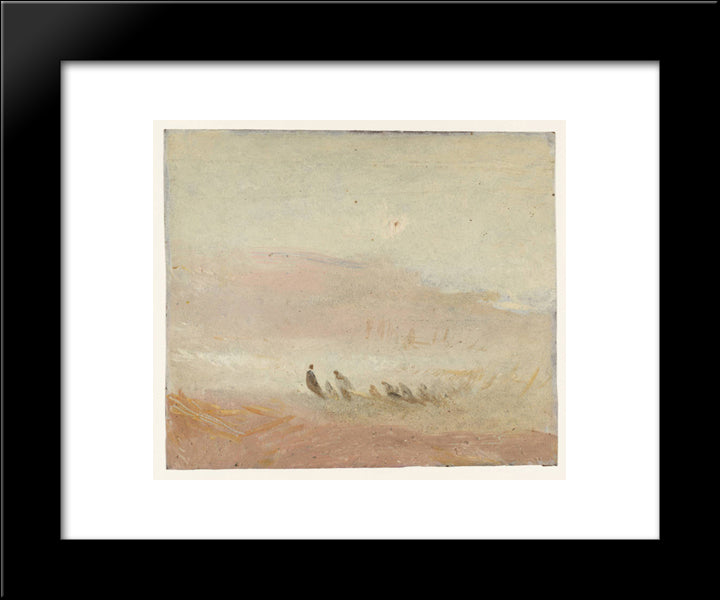 Figures On A Beach 20x24 Black Modern Wood Framed Art Print Poster by Turner, William