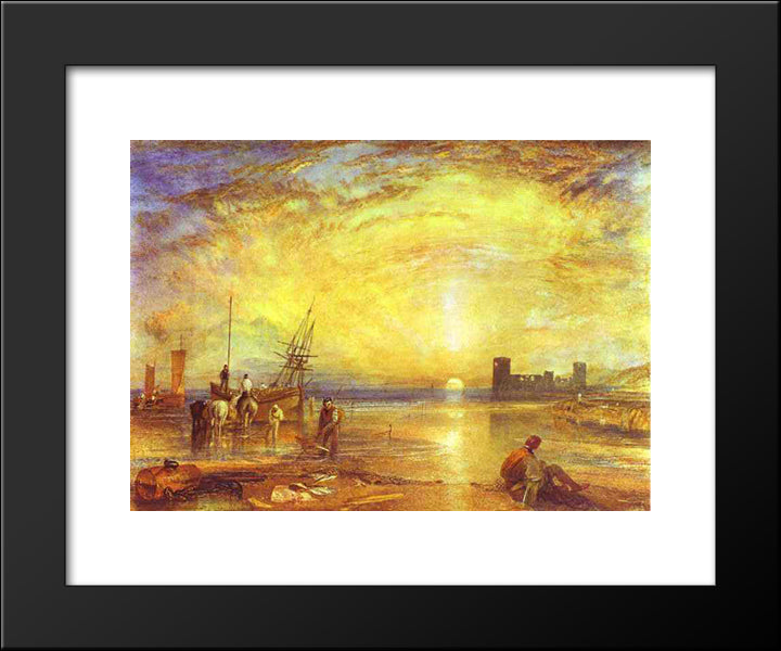 Flint Castle 20x24 Black Modern Wood Framed Art Print Poster by Turner, William