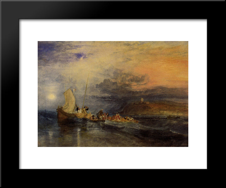 Folkestone From The Sea 20x24 Black Modern Wood Framed Art Print Poster by Turner, William