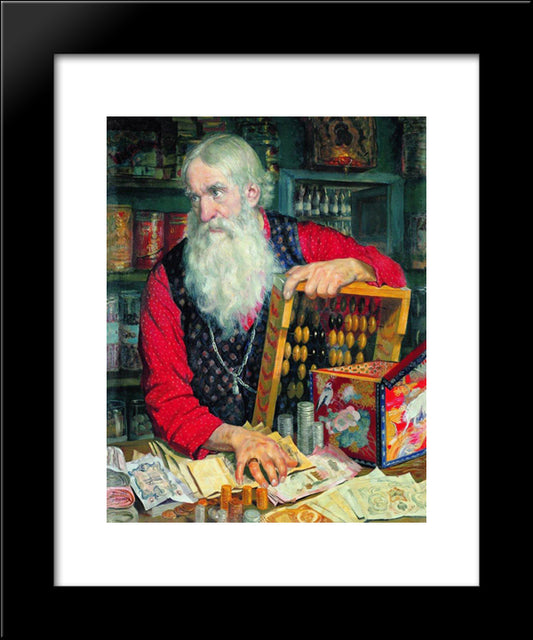 A Merchant 20x24 Black Modern Wood Framed Art Print Poster by Kustodiev, Boris