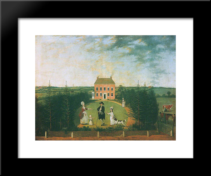 Conversation Piece Before House On Monument Lane, Edgbaston 20x24 Black Modern Wood Framed Art Print Poster by Williams, William