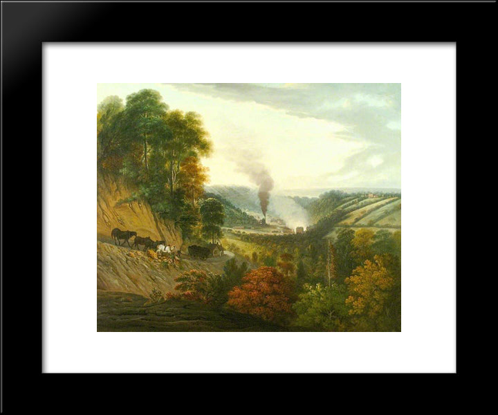 Morning View Of Coalbrookdale, Shropshire 20x24 Black Modern Wood Framed Art Print Poster by Williams, William