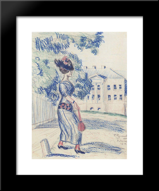 A Young Merchant'S Wife 20x24 Black Modern Wood Framed Art Print Poster by Kustodiev, Boris