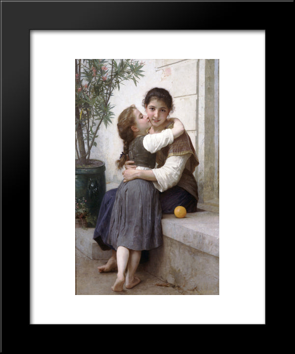 A Little Coaxing 20x24 Black Modern Wood Framed Art Print Poster by Bouguereau, William Adolphe
