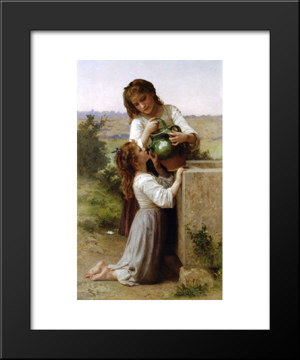 At The Fountain 20x24 Black Modern Wood Framed Art Print Poster by Bouguereau, William Adolphe