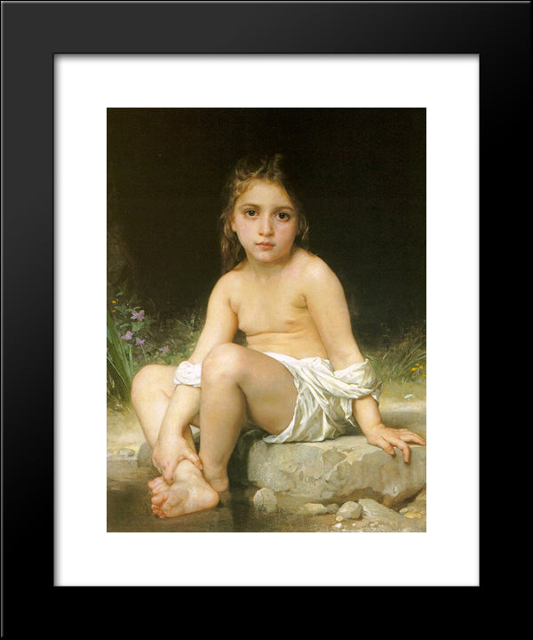 Child At Bath 20x24 Black Modern Wood Framed Art Print Poster by Bouguereau, William Adolphe