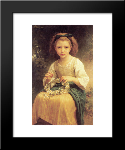 Child Braiding A Crown 20x24 Black Modern Wood Framed Art Print Poster by Bouguereau, William Adolphe