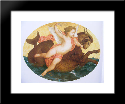 Cupid On A Sea Monster 20x24 Black Modern Wood Framed Art Print Poster by Bouguereau, William Adolphe