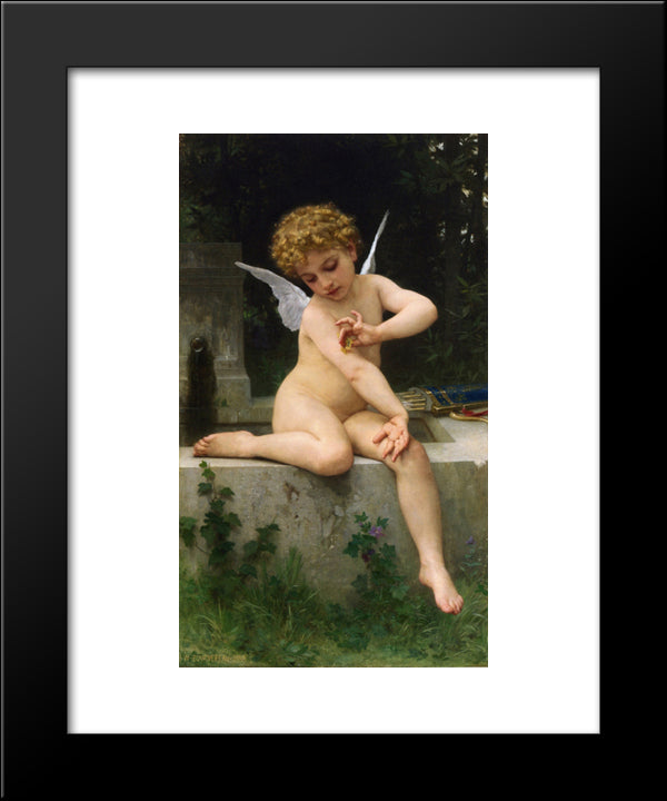 Cupid With Butterfly 20x24 Black Modern Wood Framed Art Print Poster by Bouguereau, William Adolphe