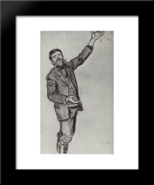 Agitator (Man With Arm Raised) 20x24 Black Modern Wood Framed Art Print Poster by Kustodiev, Boris