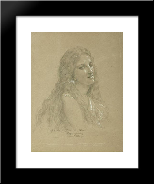 Drawing Of A Woman 20x24 Black Modern Wood Framed Art Print Poster by Bouguereau, William Adolphe