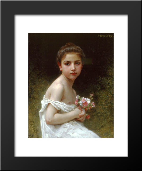 Girl Bouquet 20x24 Black Modern Wood Framed Art Print Poster by Bouguereau, William Adolphe