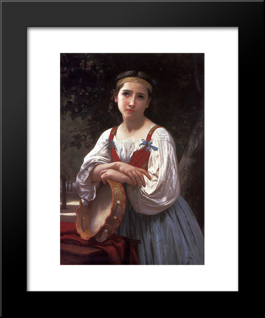 Gypsy Girl With A Basque Drum 20x24 Black Modern Wood Framed Art Print Poster by Bouguereau, William Adolphe