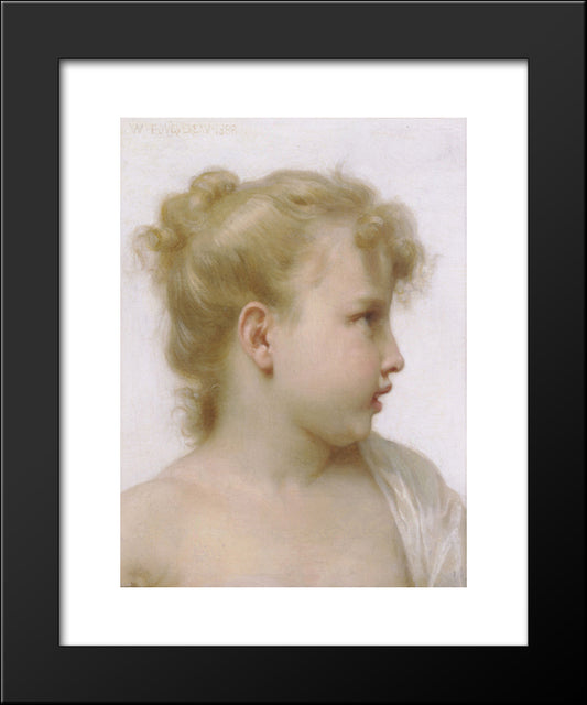 Head Of A Little Girl 20x24 Black Modern Wood Framed Art Print Poster by Bouguereau, William Adolphe