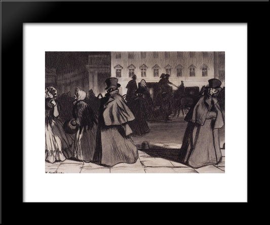 Akaky Akakiyevich On Nevsky Prospekt 20x24 Black Modern Wood Framed Art Print Poster by Kustodiev, Boris