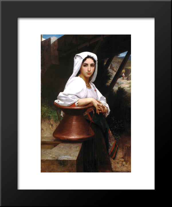 Italian Girl Drawing Water 20x24 Black Modern Wood Framed Art Print Poster by Bouguereau, William Adolphe
