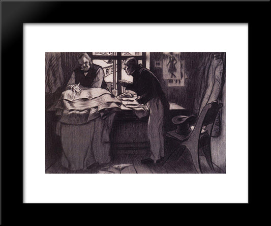 Akaky Akakiyevich Visiting Petrovich 20x24 Black Modern Wood Framed Art Print Poster by Kustodiev, Boris