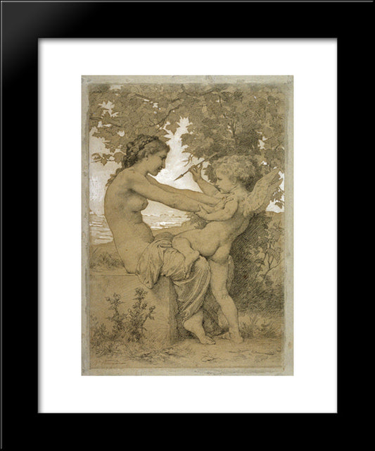 Love`S Resistance 20x24 Black Modern Wood Framed Art Print Poster by Bouguereau, William Adolphe