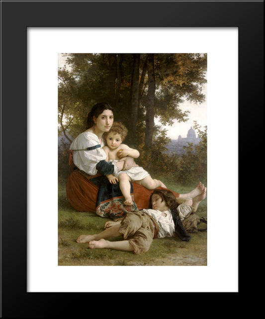 Mother And Children 20x24 Black Modern Wood Framed Art Print Poster by Bouguereau, William Adolphe