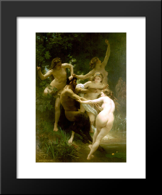 Nymphs And Satyr 20x24 Black Modern Wood Framed Art Print Poster by Bouguereau, William Adolphe