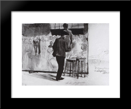 Alexander Murashko At Work On A Collective Picture Of The Model Statement In The Studio Of Ilya Repin 20x24 Black Modern Wood Framed Art Print Poster by Kustodiev, Boris