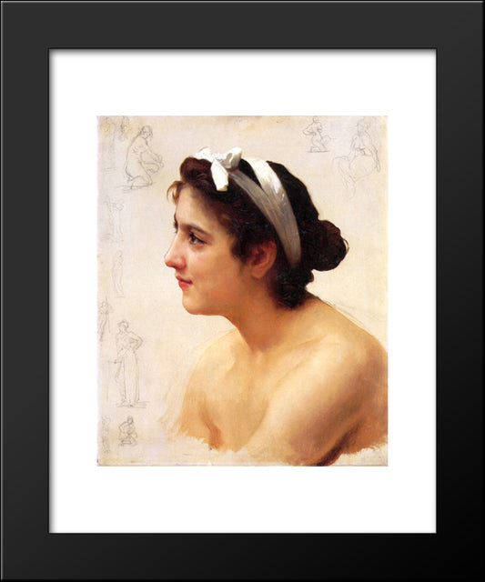 Study Of A Woman For Offering To Love 20x24 Black Modern Wood Framed Art Print Poster by Bouguereau, William Adolphe