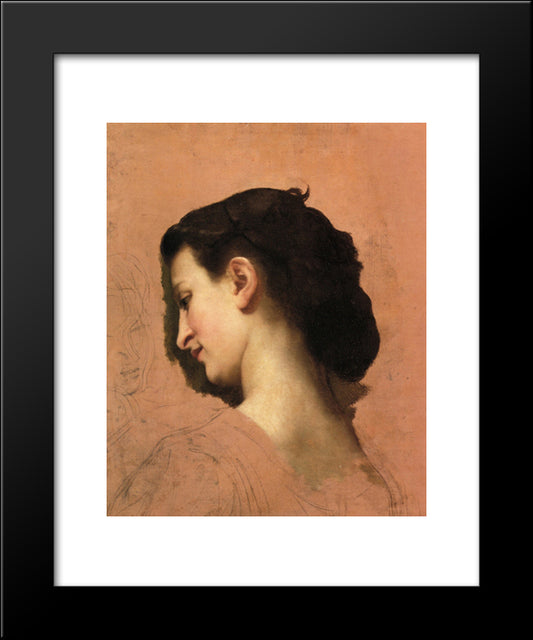 Study Of A Young Girl S Head 20x24 Black Modern Wood Framed Art Print Poster by Bouguereau, William Adolphe