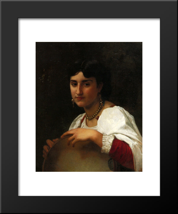 The Italian Tambourine 20x24 Black Modern Wood Framed Art Print Poster by Bouguereau, William Adolphe