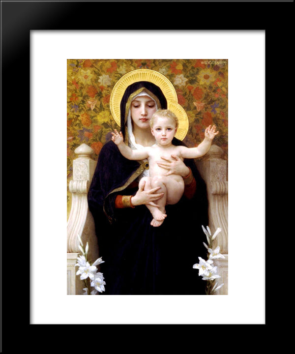 The Madonna Of The Lilies 20x24 Black Modern Wood Framed Art Print Poster by Bouguereau, William Adolphe