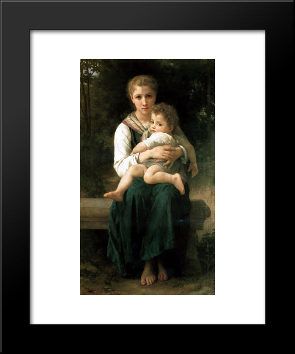 The Two Sisters 20x24 Black Modern Wood Framed Art Print Poster by Bouguereau, William Adolphe