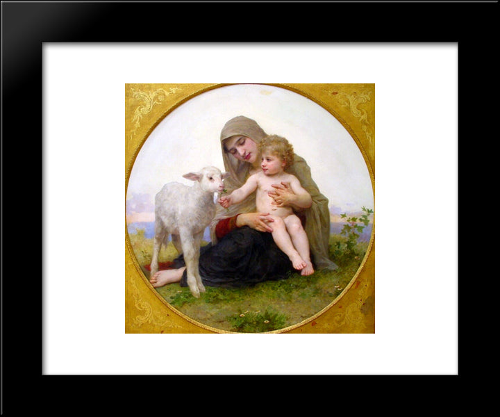The Virgin Lamb 20x24 Black Modern Wood Framed Art Print Poster by Bouguereau, William Adolphe