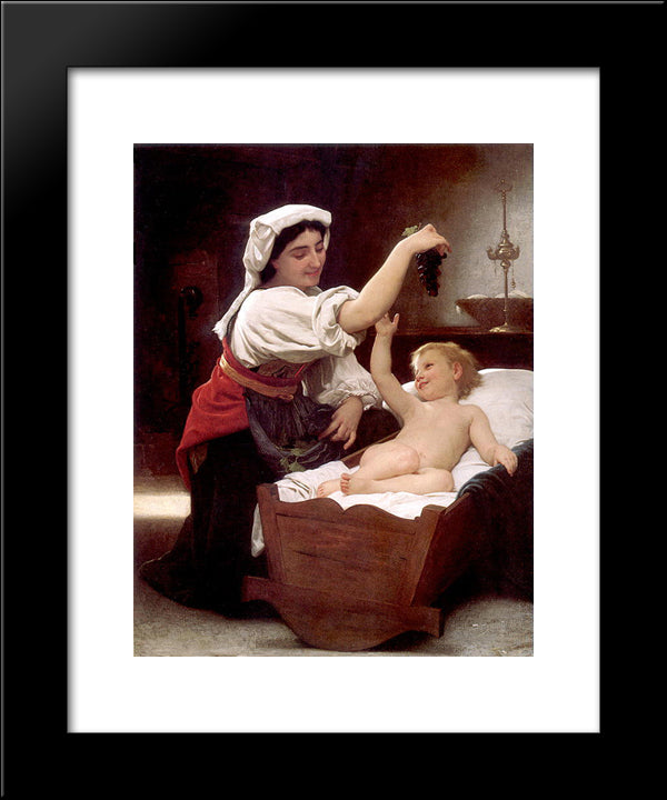 The Bunch Of Grapes 20x24 Black Modern Wood Framed Art Print Poster by Bouguereau, William Adolphe