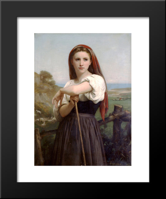 Young Shepherdess 20x24 Black Modern Wood Framed Art Print Poster by Bouguereau, William Adolphe