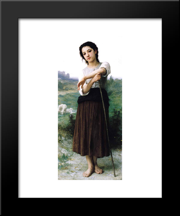 Young Shepherdess Standing 20x24 Black Modern Wood Framed Art Print Poster by Bouguereau, William Adolphe