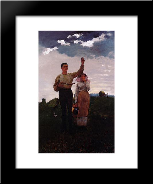 Answering The Horn 20x24 Black Modern Wood Framed Art Print Poster by Homer, Winslow