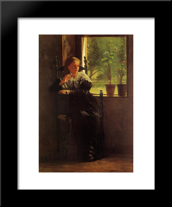At The Window 20x24 Black Modern Wood Framed Art Print Poster by Homer, Winslow