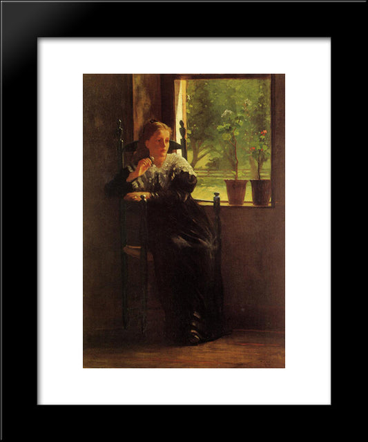 At The Window 20x24 Black Modern Wood Framed Art Print Poster by Homer, Winslow