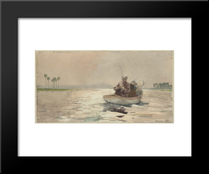 Bass Fishing, Florida 20x24 Black Modern Wood Framed Art Print Poster by Homer, Winslow