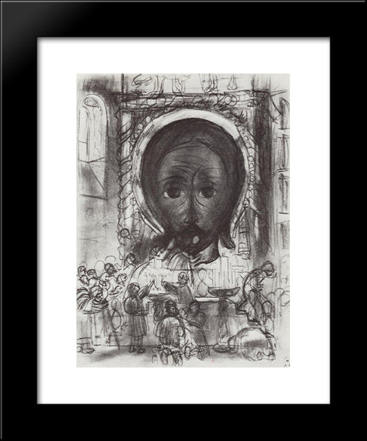At The Icon Of The Saviour 20x24 Black Modern Wood Framed Art Print Poster by Kustodiev, Boris