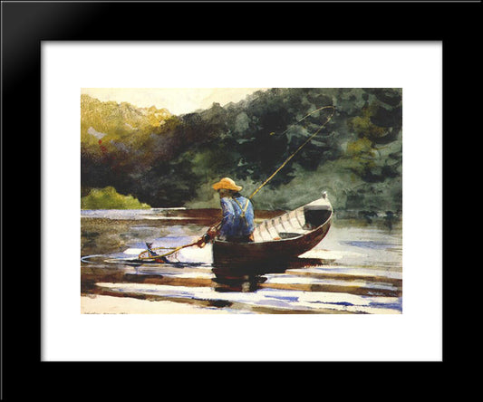 Boy Fishing 20x24 Black Modern Wood Framed Art Print Poster by Homer, Winslow