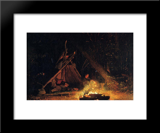 Camp Fire 20x24 Black Modern Wood Framed Art Print Poster by Homer, Winslow