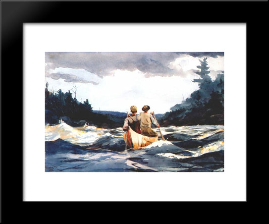 Canoe In The Rapids 20x24 Black Modern Wood Framed Art Print Poster by Homer, Winslow