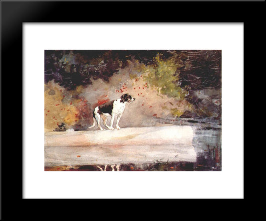 Dog On A Log 20x24 Black Modern Wood Framed Art Print Poster by Homer, Winslow