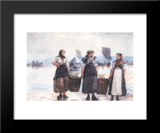 Fisherwomen, Cullercoats 20x24 Black Modern Wood Framed Art Print Poster by Homer, Winslow